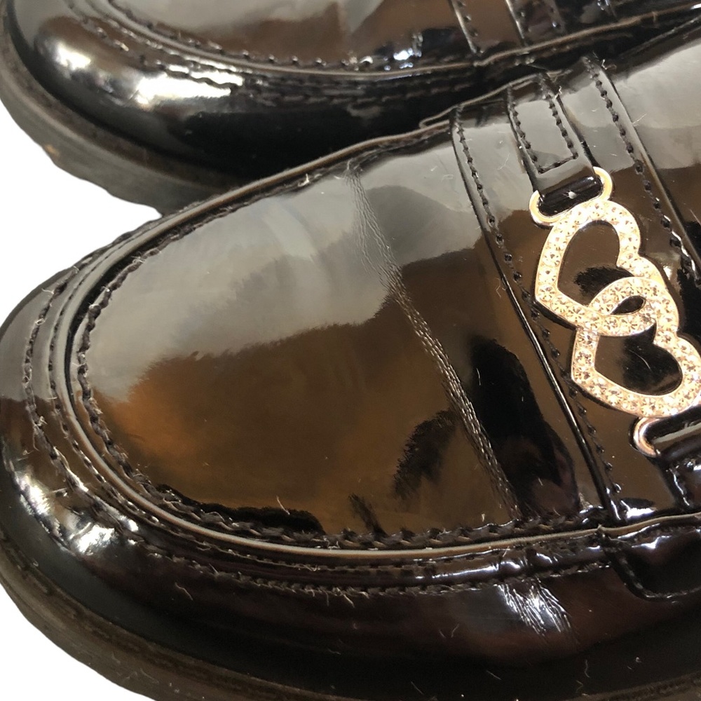 Rachel Shoes Black Patent Leather Rhinestone Heart Loafers size 4M - Picture 7 of 14